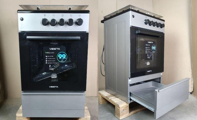 Плита газовая VESTA Bergamo VGG 50 10-G с ГК Серый с VD