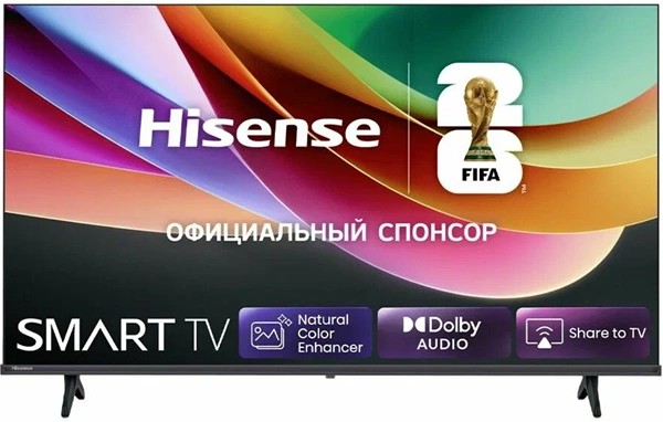 40" Телевизор Hisense 40A4S RU (2026) HD Ready Direct LED 60Гц HDR10 (Dolby MS12, DTS X) HomeOS (EAC)