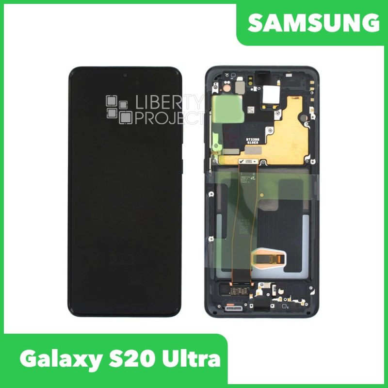 LCD дисплей для Samsung Galaxy S20 Ultra SM-G988 GH82-22327A в рамке (черный) 100% OR SP