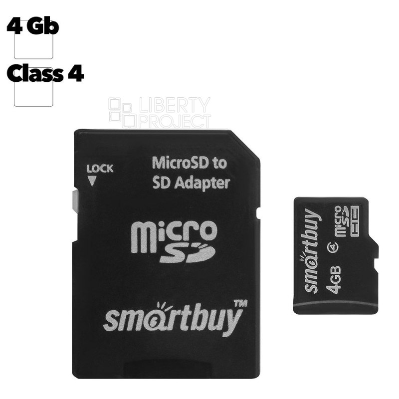 Карта памяти SmartBuy Micro SD 4Гб (с адаптером SD)