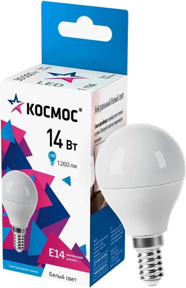 Лампа КОСМОС LkecLED14wGL45E1445 14W/E14/4500K