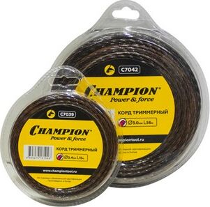 Леска для триммера CHAMPION C7039 MAGIC 2.4мм*15м (витой квадрат)