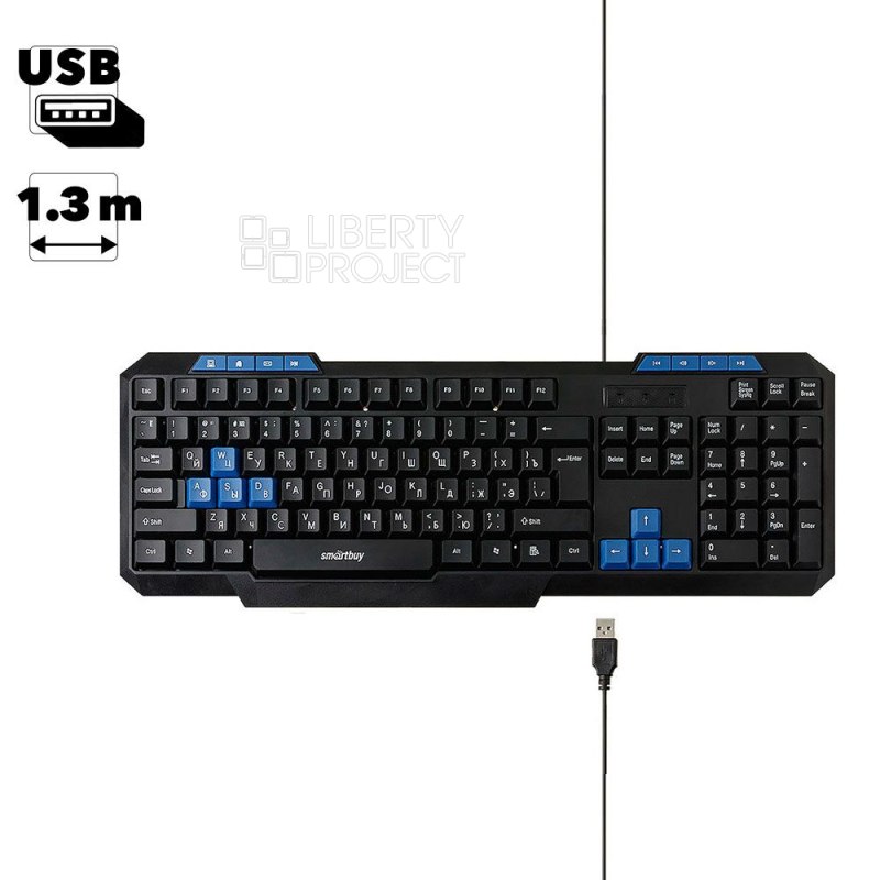 Клавиатура проводная мультимедийная Smartbuy ONE 221 USB (черный)