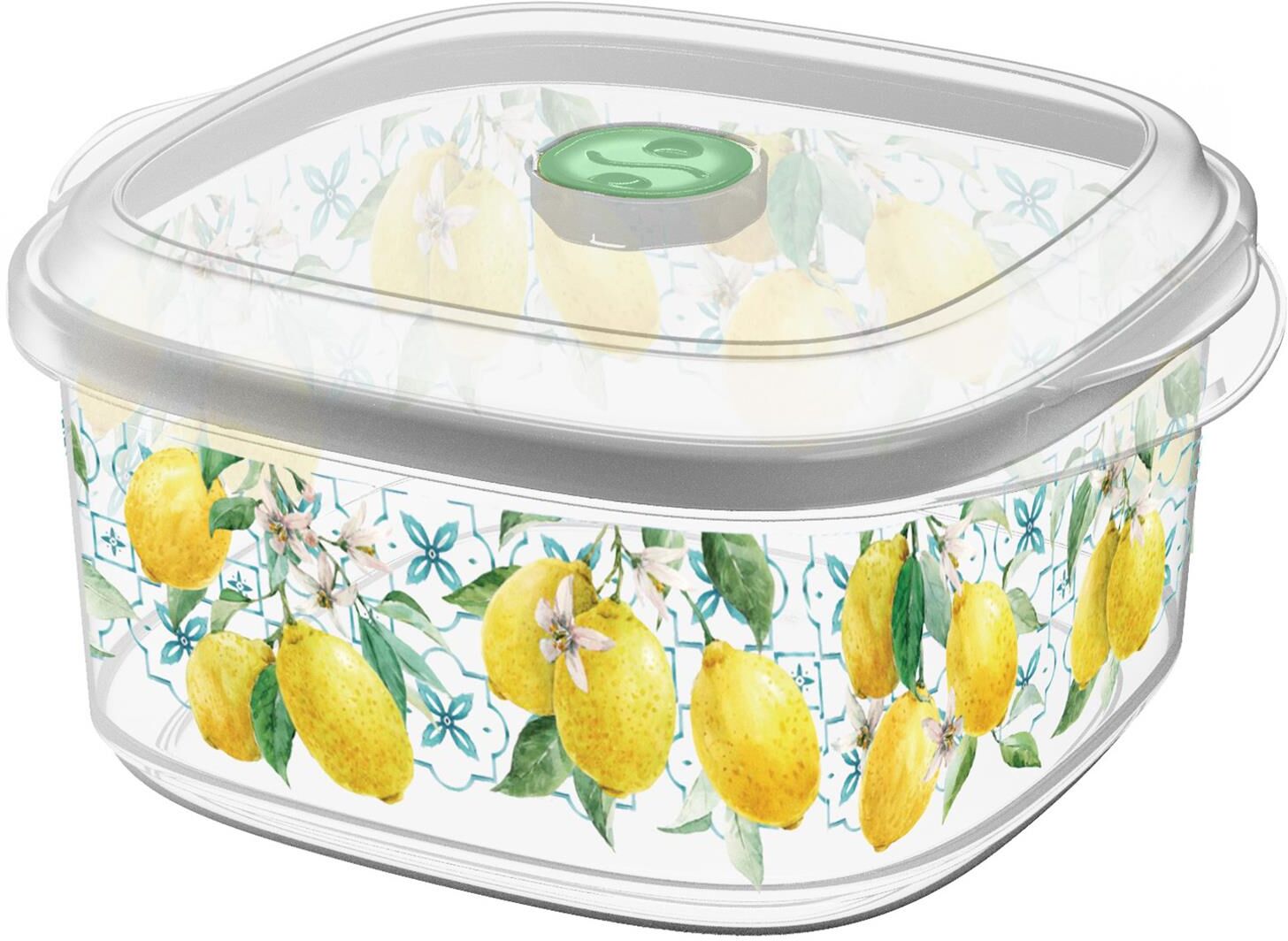 Контейнер HOMVER Sicily Lemon для СВЧ 1,6л с клапаном с декором (бесцветный) 222120025/0107