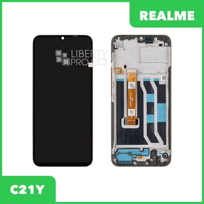 LCD дисплей для Realme C21Y (RMX3263) с тачскрином в рамке (черный) OR LCD