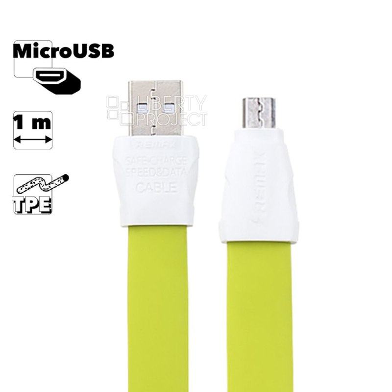 USB кабель REMAX RC-011m Full Speed 2 MicroUSB, 1м, TPE (зеленый)