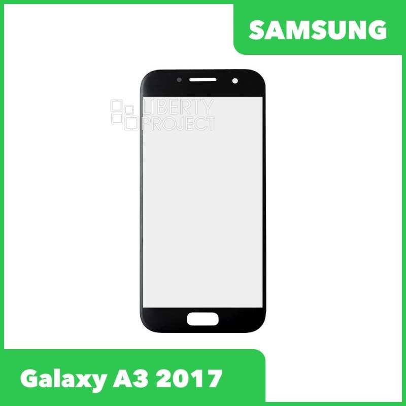 Стекло + OCA плёнка для переклейки Samsung A320F Galaxy A3 (2017) (черный)