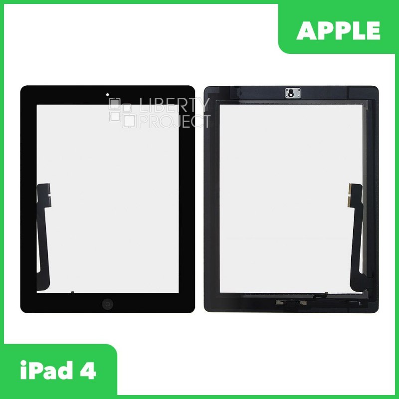 Тачскрин для Apple iPad 4/ iPad 3 с кнопкой Home, 1-я категория, класс AAA (черный)
