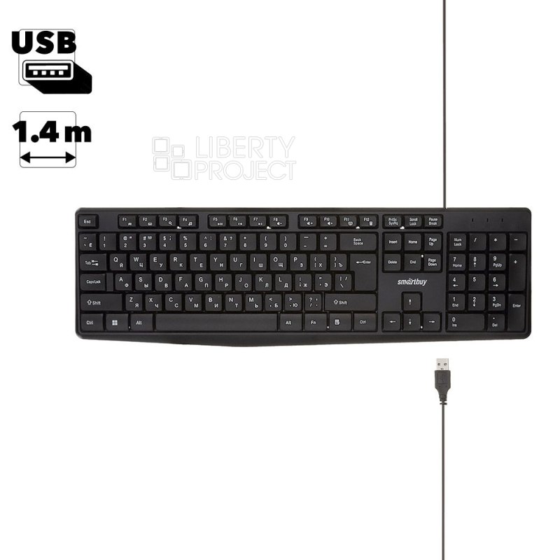 Клавиатура проводная мультимедийная Smartbuy ONE 220 USB (SBK-220U-K) (черный)