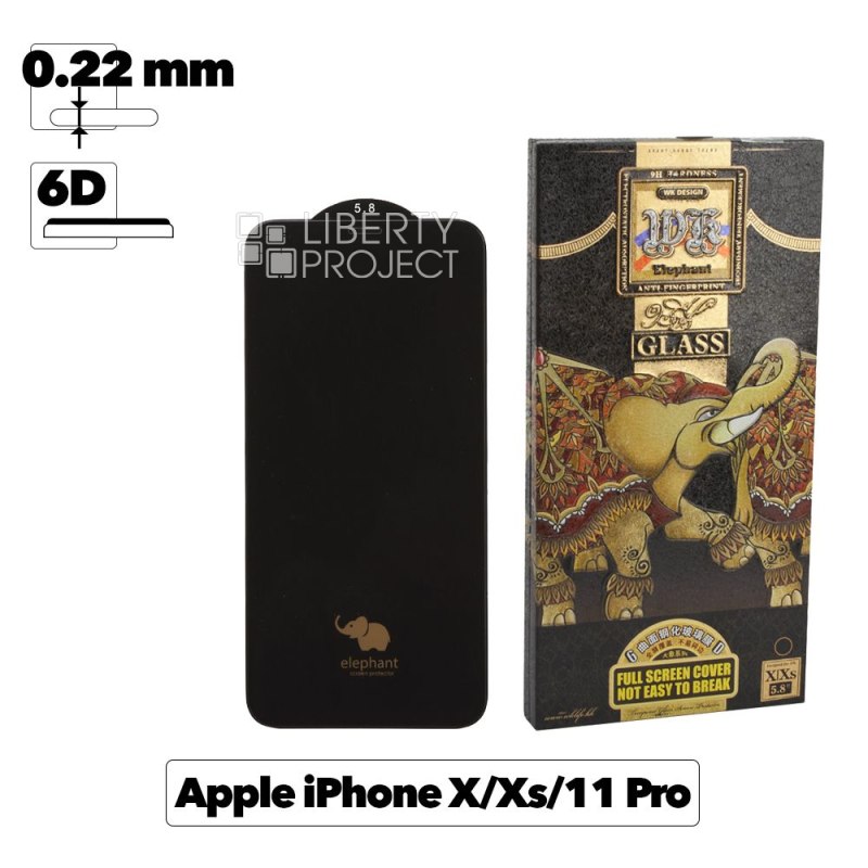 Защитное стекло WK Elephant 6D для iPhone 11 Pro/X/Xs 0.22 мм c черной рамкой