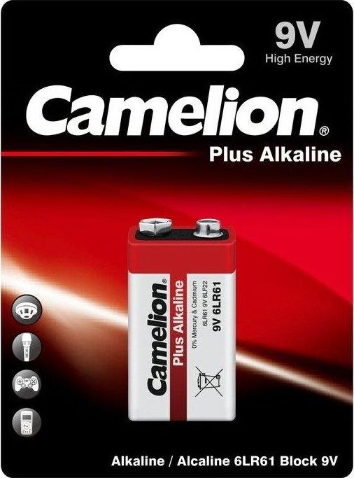 Элементы питания CAMELION (1655) 6LR61 PLUS ALKALINE BL-1 (6LR61-BP1 9В)