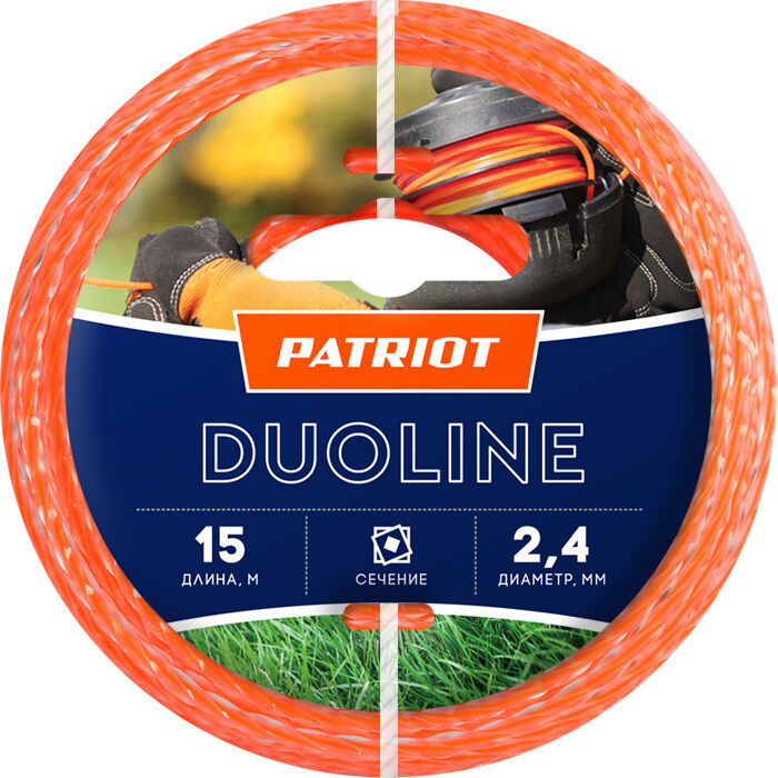 Леска PATRIOT 805401161 D 2,4 мм L 15 м (скрученный квадрат, двухцветная)