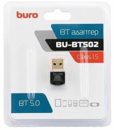 Сетевой адаптер BURO USB BU-BT502 BT5.0+EDR class 1.5 20м черный