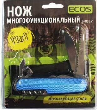 ЭКОС Нож многофункциональный т.м. ECOS, SR082, синий 325130