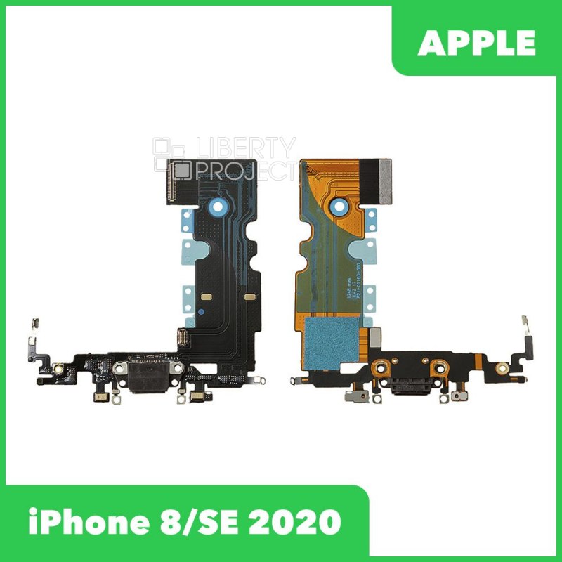 Шлейф/FLC iPhone 8/SE 2020 на системный разъём/микрофон (черный)
