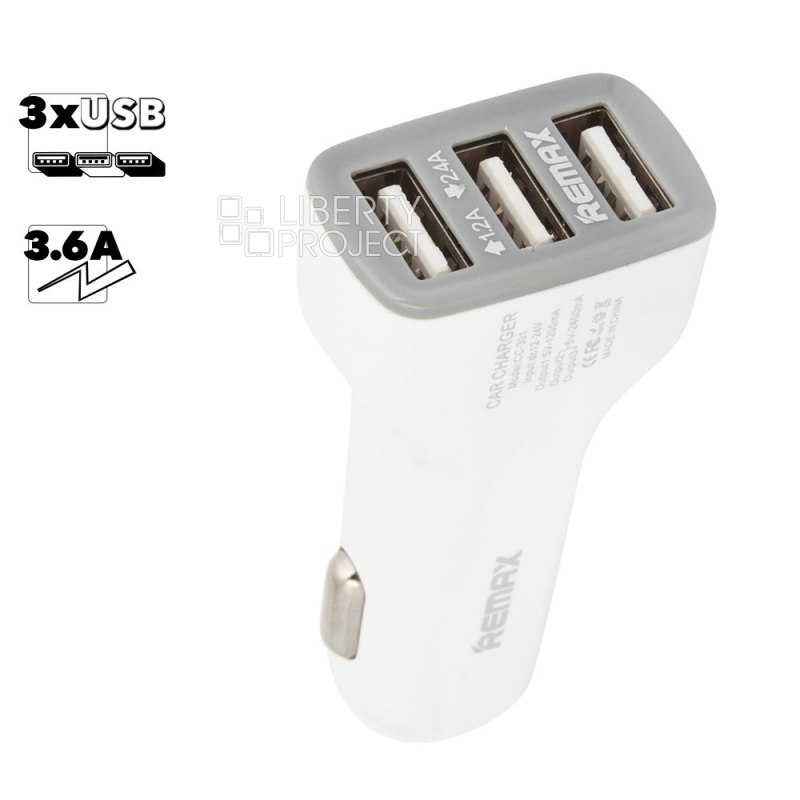 АЗУ REMAX Jian CC301 3xUSB, 3.6А (белый)