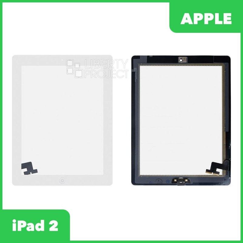 Тачскрин для Apple iPad 2 с кнопкой Home, 1-я категория, класс AAA (белый)