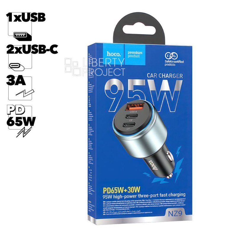 АЗУ HOCO NZ9 Galloper 1xUSB, 2xUSB-C, 3А, PD95W, QC3.0 (черный)