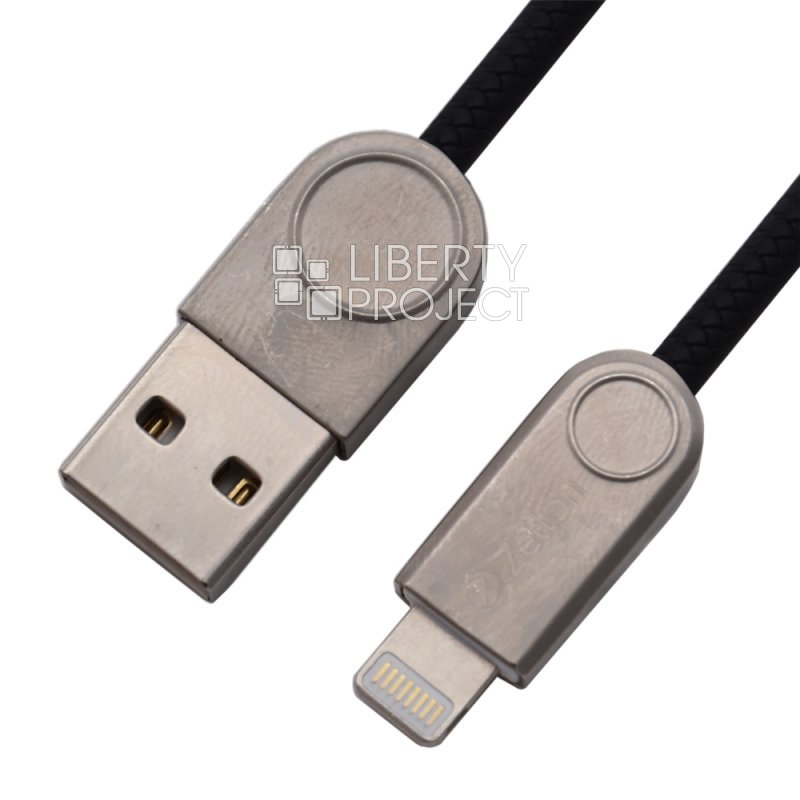 USB кабель Zetton USB SyncCharge Round Snake TPE Data Cable USB to Lightning круглый пластиковые разьемы (черный) ZTUSBRSETBKA8