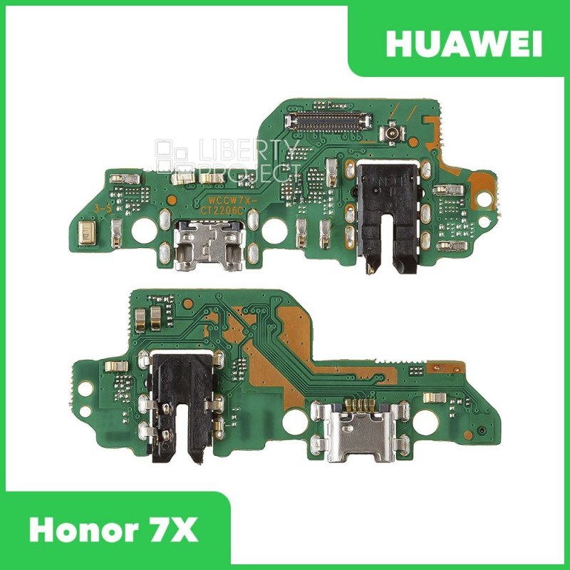 Шлейф/FLC Huawei Honor 7X (BND-L21) на системный разъём/разъём гарнитуры/микрофон