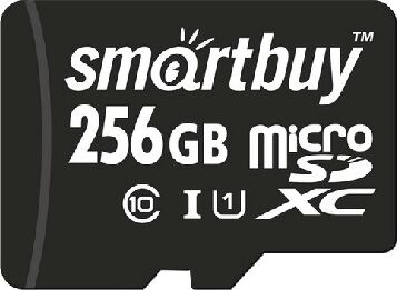 Карта памяти SMARTBUY (SB256GBSDCL10-01) MicroSDXC 256GB Class10 UHS-1 + адаптером