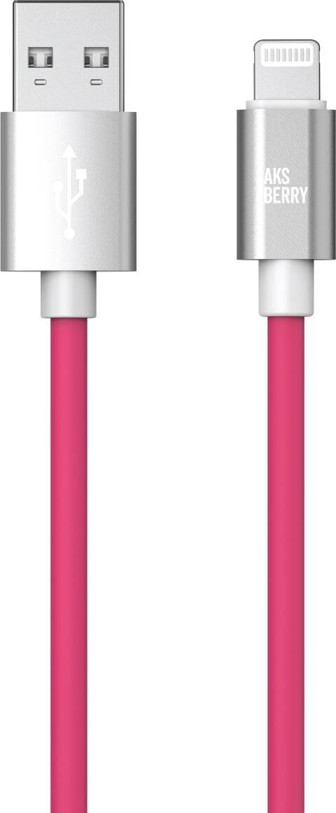 Кабель AKSBERRY (6900327600010) X165 Liquid silicone USB A -Lightning, розовый