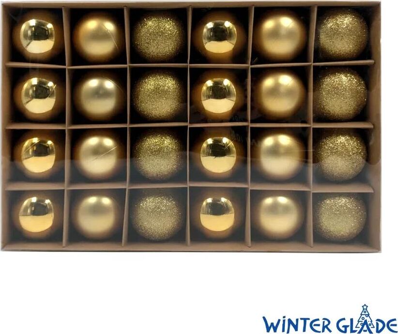 WINTER GLADE Набор ёлочных шаров пластик, 6 см, 24 шт, золотой микс, 6024G001