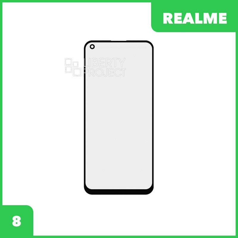 _Стекло + OCA пленка для переклейки Realme 8 / Realme 8 Pro (черный)