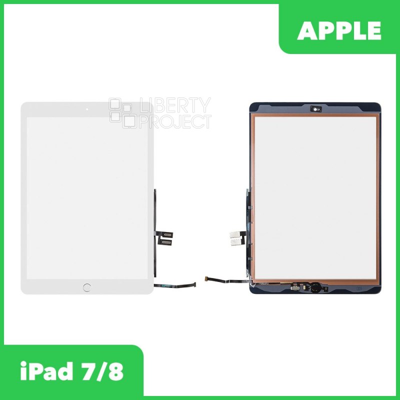 Тачскрин для Apple iPad 7/8 10.2 (A2197/A2198/A2200/A2428/A2429) + серебряная кнопка HOME (белый)