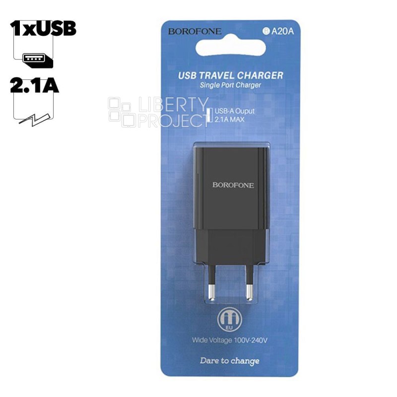 СЗУ BOROFONE BA20A Sharp 1xUSB, 2.1А (черный)