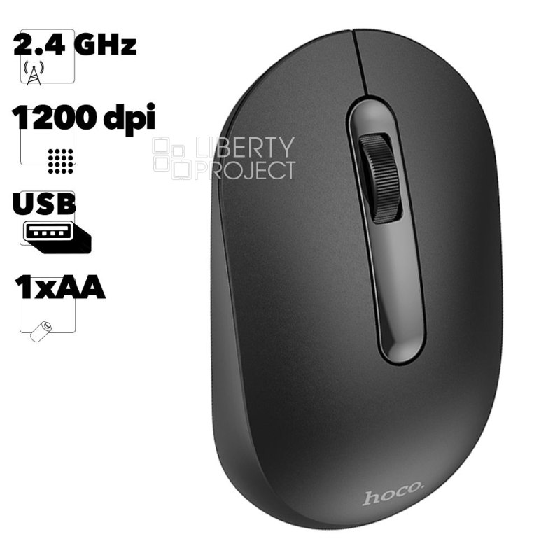 Мышь беспроводная HOCO GM14 Platinum, 2.4 Гц (черный)