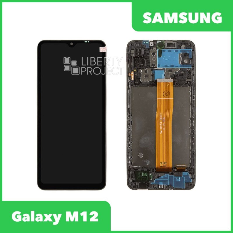 LCD дисплей для Samsung Galaxy M12 SM-M127 в рамке (черный)OR
