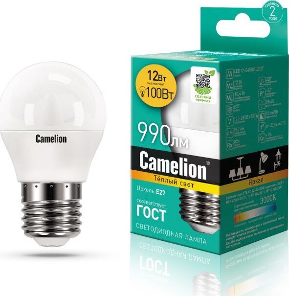 CAMELION (13694) LED12-G45/830/E27/3000K