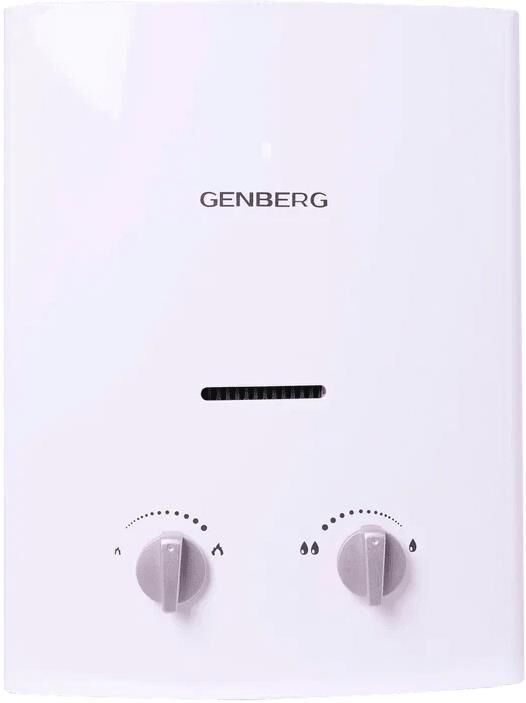 Проточный газовый водонагреватель GENBERG 105.01 Бездымоходная 5 л. Белая