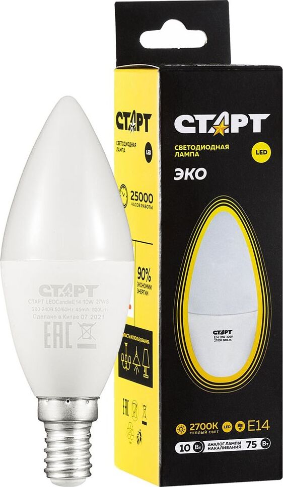 Лампа СТАРТ (17276) LEDCANDLEE14 10W 30 WS