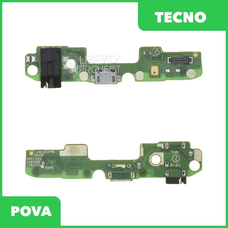 Шлейф/FLC Tecno POVA на системный разъём/разъём гарнитуры/микрофон