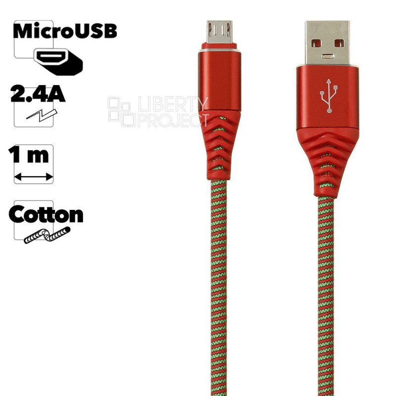 USB кабель "LP" Micro USB "Носки" (красный/блистер)
