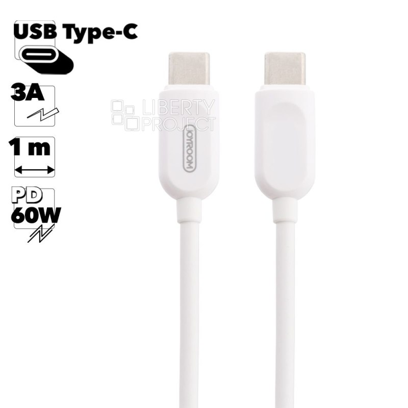 USB-C кабель Joyroom S-M412 Type-C, 3А, PD60W, 1м (белый)