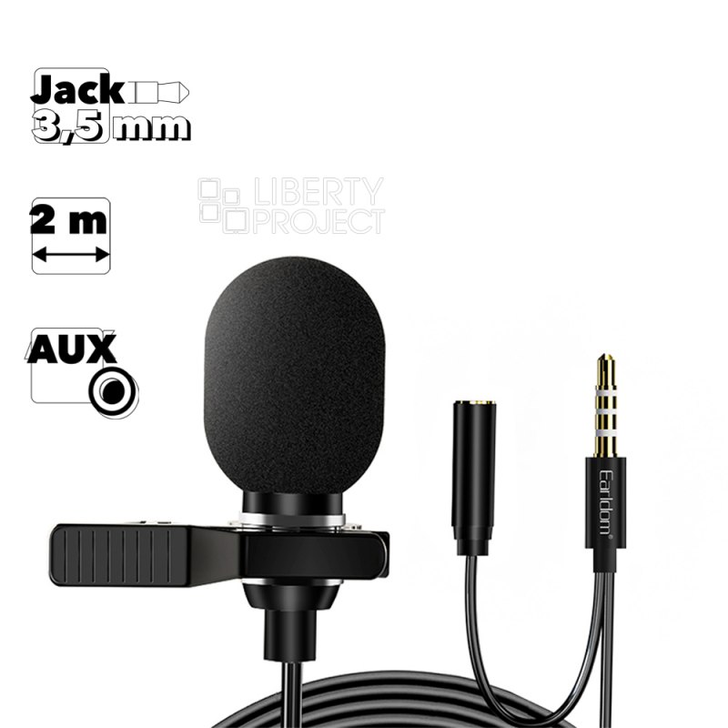 Микрофон Earldom ET-E38 3.5мм, AUX, 2м (черный)