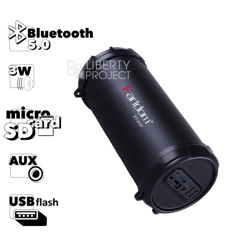 Bluetooth колонка Earldom ET-A10 BT 5.0, 3W, MicroSD/AUX/USB/FM (черный)