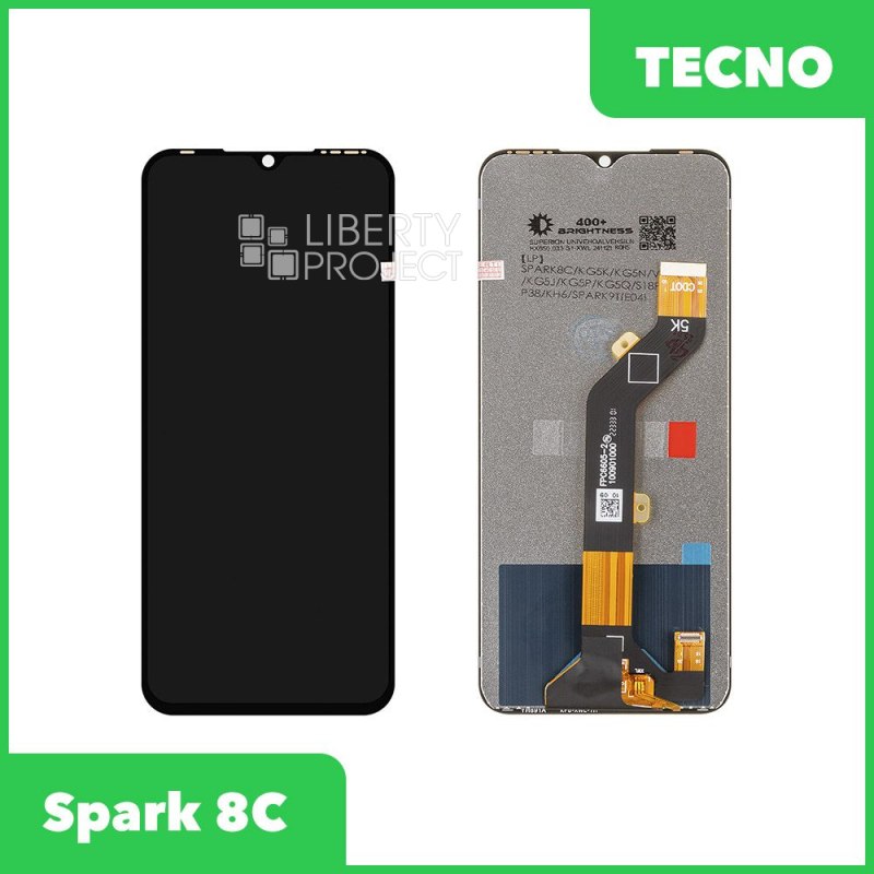 LCD дисплей для Tecno Spark 8C с тачскрином (черный) HD яркая подсветка