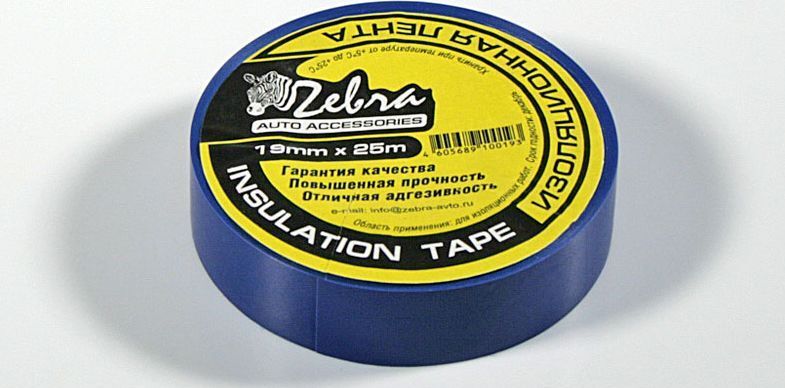 Изолента ZEBRA 19 мм х 25 м синяя 08747
