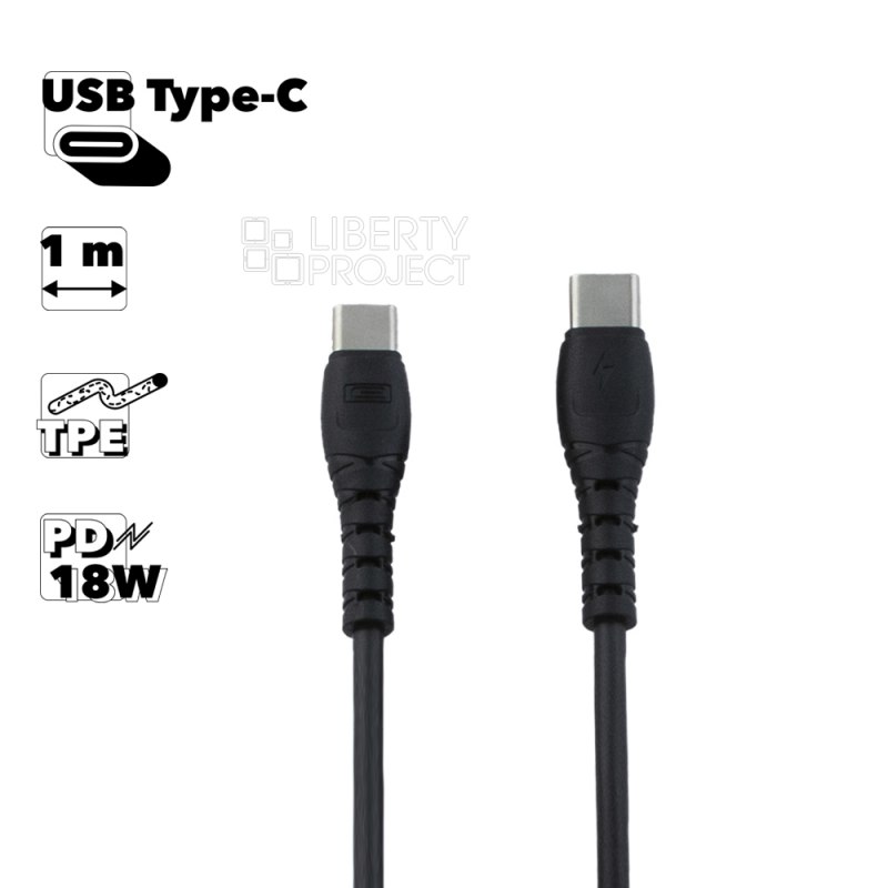 USB-C кабель Earldom EC-070C Type-C, PD18W, 1м, TPE (черный)