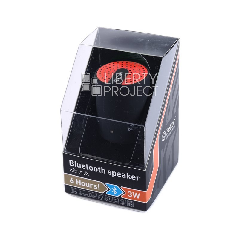 Bluetooth колонка Zetton Cylinder черная с красным (ZTLSBSCYLBR)