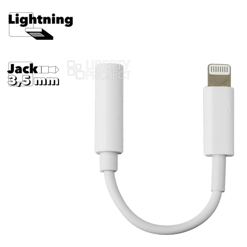 Аудио адаптер Lightning 8-pin на 3.5мм, 0.1м (белый/европакет)