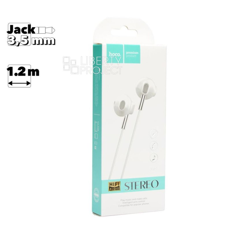 Гарнитура HOCO M57 Sky Sound 3.5мм, вкладыши, 1.2м (белый)