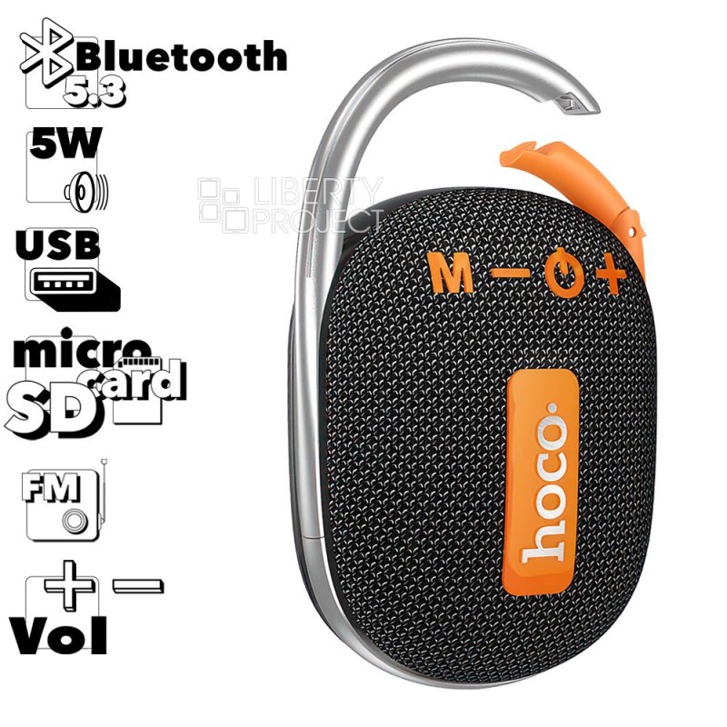 Bluetooth колонка HOCO HC17 Easy Joy BT5.3, 5W, FM/microSD/USB (черный) мятая упаковка