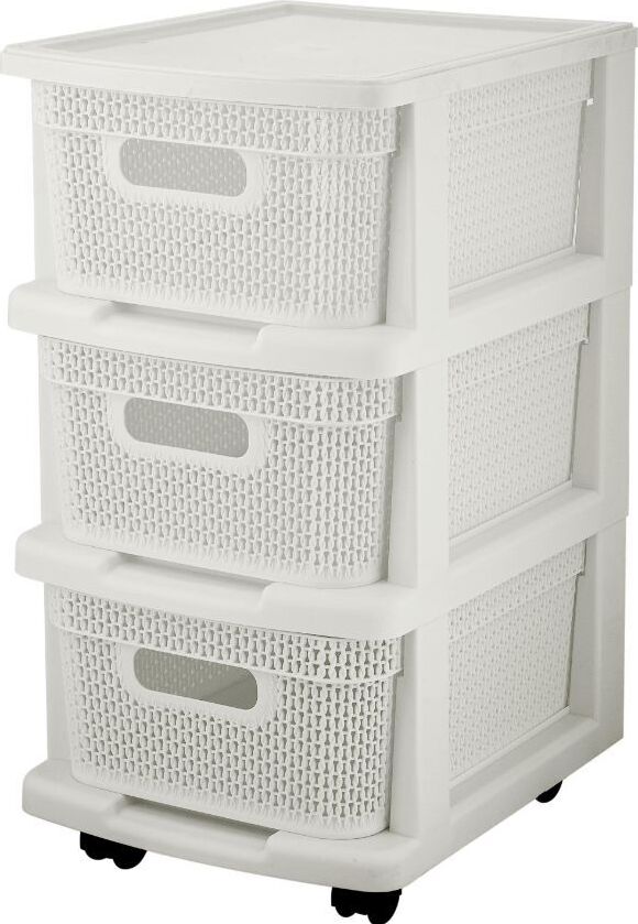 Комод KEEPLEX KL379522048 Ajur с корзинами на колесиках трехсекционный компакт 37х30х52см белое облако