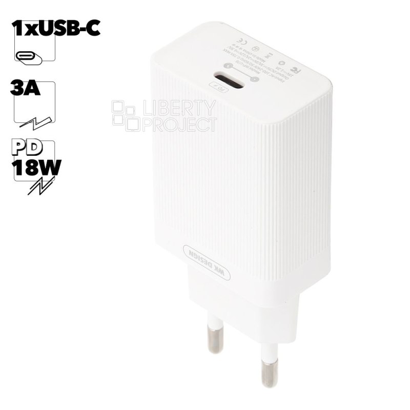 СЗУ WK WP-U76 Lochon 1xUSB-C, 3А, PD18W (белый)