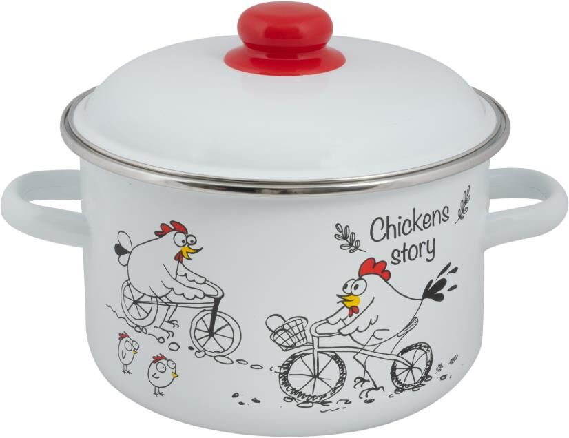 Кастрюля FOOD ATELIER 1RD201M Chickens’stories эмал цил 4,0л